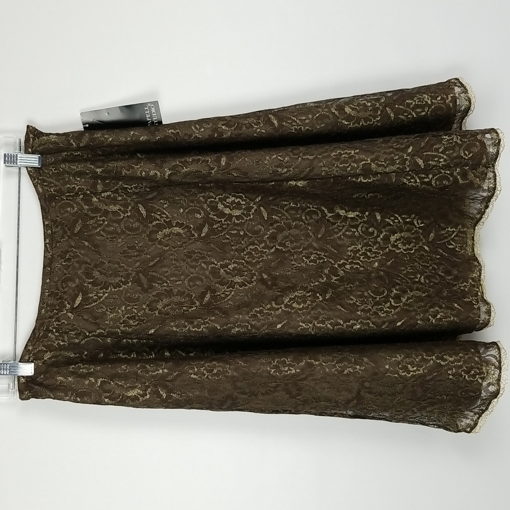 Papell Studio metallic lace skirt size M NWT